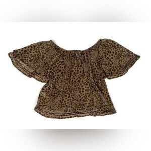 Candie’s Juniors Small Brown Sequin Cheetah Print Sheer Crop Top